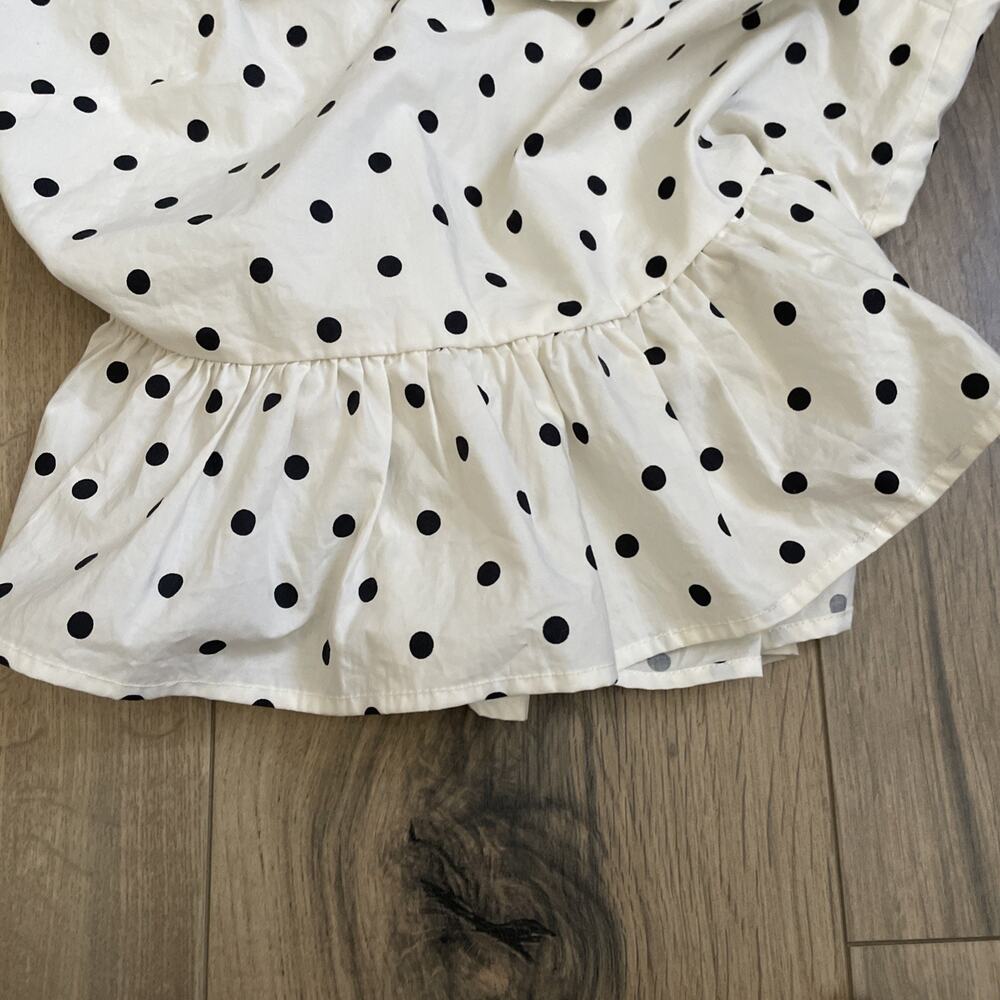 H&M Shirt Womens Small White Blouse Crop Top Puff Short Sleeve Polka Dot Ladies - Picture 5 of 9